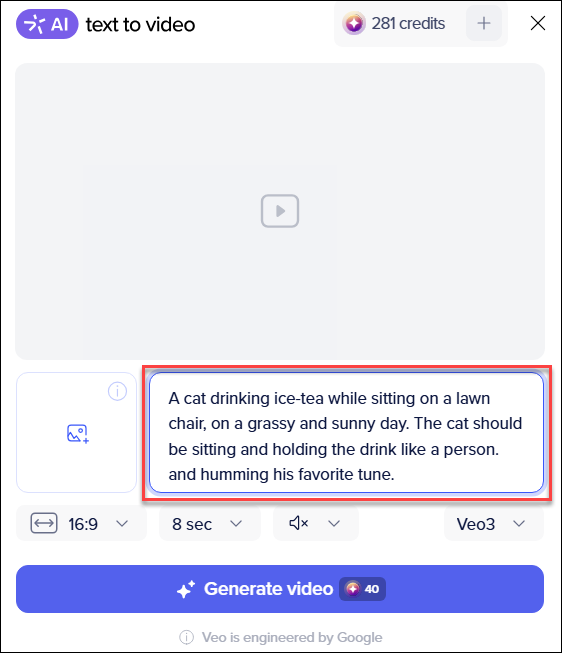 text2vid veo3 - studio - descriptoin.png